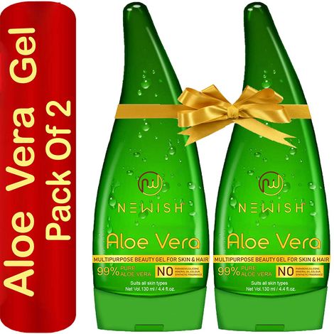 Buy Newish Pure Aloe Vera Gel Combo for Face, Skin & Hair Set of 2 (130 ml Each)-Purplle
