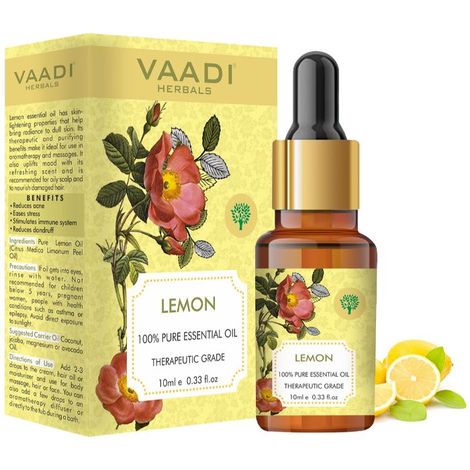 Buy Vaadi Herbals Lemon Essential Oil - Lightens Skin, Reduces Dandruff, Uplifts Mood - 100% Pure Therapeutic Grade-Purplle