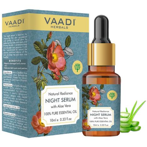 Buy Vaadi Herbals Natural Radiance Night Serum with Aloe Vera - Reduces Dark Spots & Patches, Repairs Damaged & Uneven Skin-Purplle