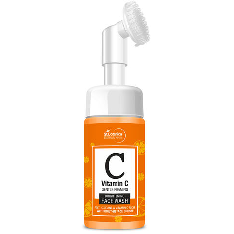Buy St.Botanica Vitamin C Brightening Foaming Face Wash With Built In Brush With Stabilised Vitamin C, Turmeric, Saffron, No Sulphate, Parabens, 120 ml-Purplle