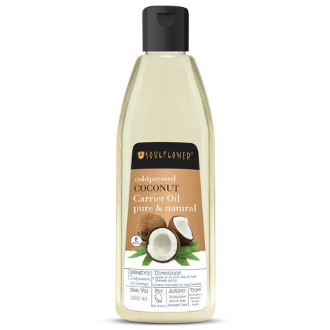 Buy Soulflower Coldpressed Coconut Carrier Oil for holistic Purpose, 100% Pure and Natural, 225ml-Purplle