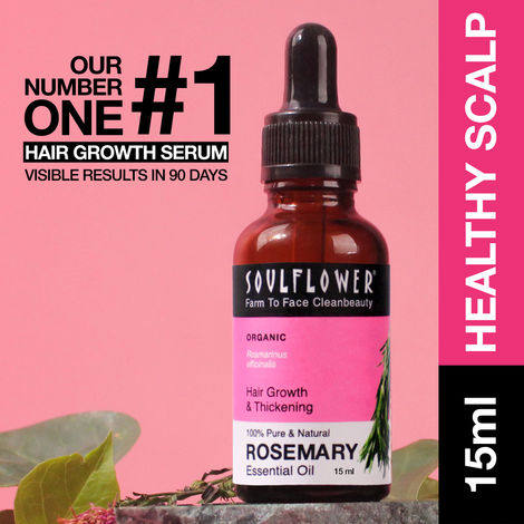 Buy Soulflower Rosemary Essential Oil for Hair Growth, Hair Fall Control and Nourishment, Skin Care | Clinically Tested & Ecocert Certified Organic 100% Pure, Natural, Undiluted | 15 ml-Purplle
