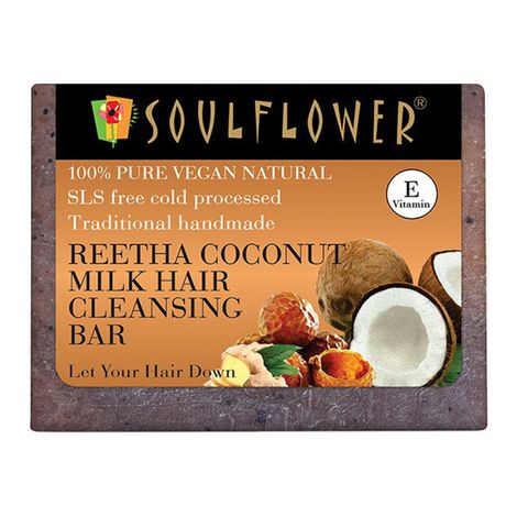 Buy Soulflower Reetha Coconut Milk Hair Cleansing Bar for hair fall & dandruff control, 100% Pure & Natural, SLS Free, Cold Processed, 150g-Purplle