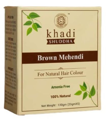 Buy Khadi Shuddha Brown Mehndi For Natural Hair Colour (100 gm)-Purplle