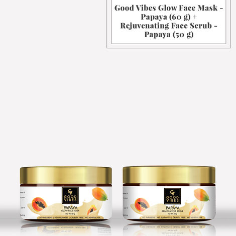 Buy Good Vibes Glow Face Mask - Papaya (60 g) + Rejuvenating Face Scrub - Papaya (50 g)-Purplle