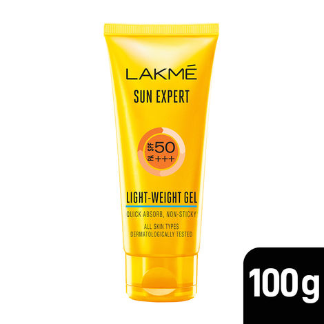 Buy Lakme Sun Expert Gel light Sunscreen, SPF 50 PA+++ | Broad spectrum UVA/B protection | Blue light protection | No White Cast | for all dry, oily, normal skin| Matte Finish 100gm-Purplle