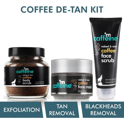 Buy mCaffeine Coffee De-Tan Kit | Exfoliation | Body Scrub, Face Scrub, Face Mask | Oily/Normal Skin | Paraben & Mineral Oil Free 300 gm-Purplle