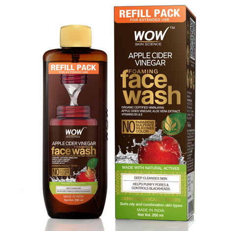 Buy WOW Skin Science Apple Cider Vinegar Foaming Face Wash Refill Pack (200 ml)-Purplle