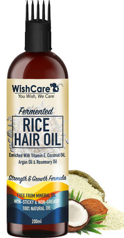 Buy WishCare Fermented Rice Hair Oil- Enriched With Vitamin E, Argan Oil & Rosemary Oil for Strength & Growth (200 ml)-Purplle
