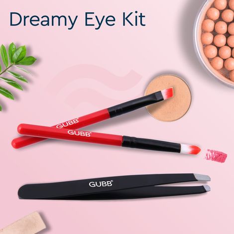 Buy GUBB Dreamy Eye Kit - 2 Eyeshadow Brushes & Slant Tip Tweezer-Purplle