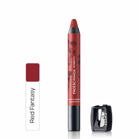 Buy Faces Canada Matte Lip Crayon | Cocoa Butter and Chamomile enriched | One Stroke Intense Color | Smooth Glide | All Day Hydrated Lips | Shade - Red Fantasy 2.8g-Purplle