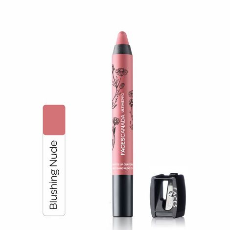 Buy Faces Canada Matte Lip Crayon | Cocoa Butter and Chamomile enriched | One Stroke Intense Color | Smooth Glide | All Day Hydrated Lips | Shade - Blushing Nude 2.8g-Purplle