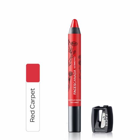 Buy Faces Canada Matte Lip Crayon | Cocoa Butter and Chamomile enriched | One Stroke Intense Color | Smooth Glide | All Day Hydrated Lips | Shade - Red Carpet 2.8g-Purplle