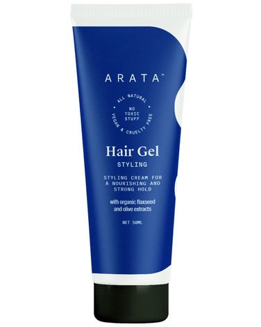 Buy Arata Zero Chemicals Natural Hair Gel for Studio Styling, Shaping, Strong Hold and Nourishment with Organic Flaxseed and Olive Extracts for Men/Women (50 ml)-Purplle