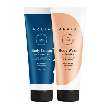 Buy Arata Natural Body Care Set For Men & Women With Body Lotion(75 ml) & Body Wash(75 ml)-Purplle