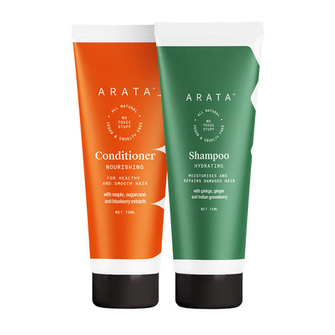 Buy Arata Natural Damage Repair Duo For Men & Women With Hydrating Shampoo(75 ml) & Conditioner(75 ml)-Purplle
