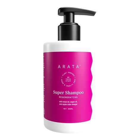 Buy Arata Winner of Best Daily Shampoo (Vogue Beauty Awards - 2021) Plant-Powered Super Shampoo with Onion Oil, Bhringraj, Apple Cider Vinegar, Argan Oil & Aloe Vera For Women & Men (Shampoo)-300ml-Purplle