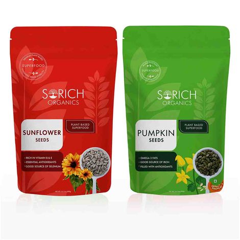 Buy Sorich Organics Super Seeds Mix Combo of Pumpkin Seeds and Sunflower Seed - 800 Gm (400X2)-Purplle