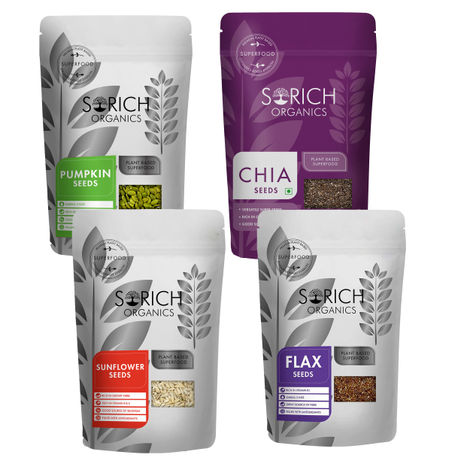 Buy Sorich Organics Sunflower 200 Gm, Pumpkin 200 Gm, Chia 250 Gm and Flax Seeds 200 Gm Combo - 850 Gm-Purplle