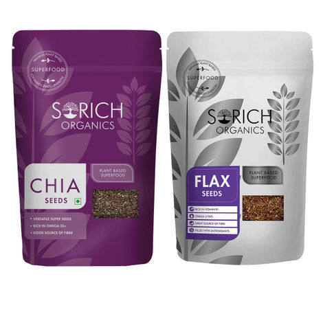 Buy Sorich Organics Flax seeds 200 Gm and Chia Seeds - 250 Gm (2 x 450 Gm)-Purplle