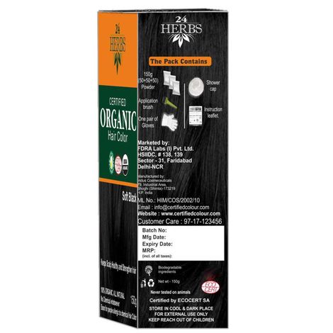 Buy 24 HERBS Certified Organic Hair Color Soft Black - (150 g