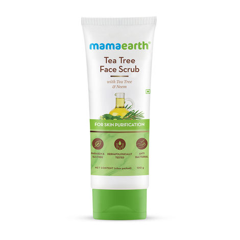 Buy Mamaearth Tea Tree Face Scrub with Tea Tree and Neem for Skin Purification (100 gm)-Purplle