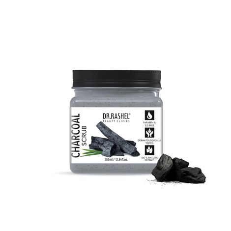 Buy Dr.Rashel Whitening Charcoal Face and Body Scrub For All Skin Types (380 ml)-Purplle