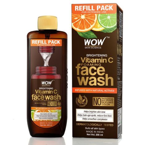 Buy WOW Skin Science Brightening Vitamin C Foaming Face Wash Refill Pack - 200 ml-Purplle