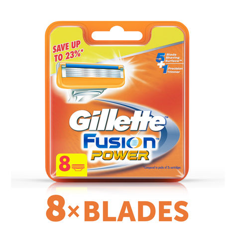 Buy Gillette Fusion Power shaving Razor Blades (Cartridge) 8s pack-Purplle