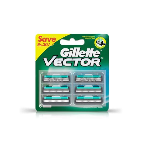 Buy Gillette Vector plus Manual Shaving Razor Blades (Cartridge) 6s pack-Purplle