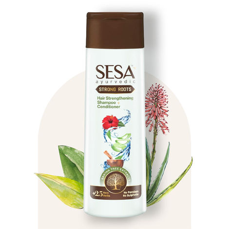 Buy Sesa+ Ayurvedic Strong Roots Shampoo + Conditioner, Anti Hair Fall & Dandruff, NO Sulphates, Parabens (200 ml)-Purplle