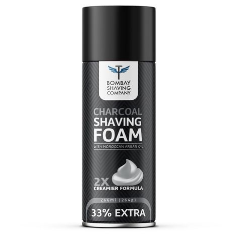 Buy Bombay Shaving Company Charcoal Shaving Foam, 266 ml (33% extra) | Activated Charcoal & Moroccan Argan Oil-Purplle