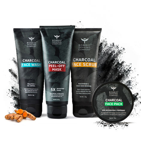 Buy Bombay Shaving Company Activated Charcoal Facial Starter Kit | Charcoal Face Wash, Charcoal Face Scrub, Charcoal Face Pack and Charcoal Peel Off Mask-Purplle