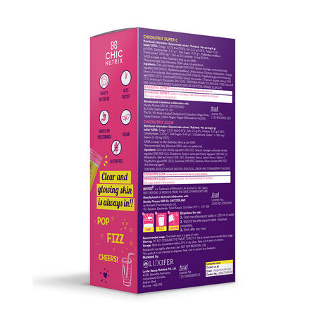 Chicnutrix Complete Skin Nutrition Formula - Japanese Glutathione & Vitamin  C - Acne Free & Spotless Skin - 40 Effervescent Tablets (2x20)