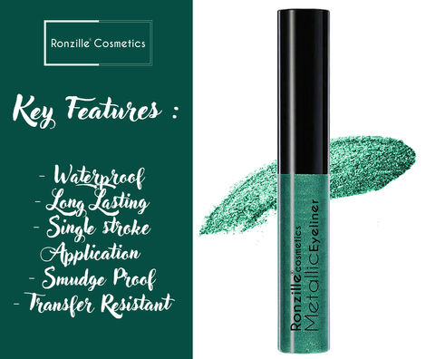 Buy Ronzille Metallic Glitter Eyeliner- Green-Purplle