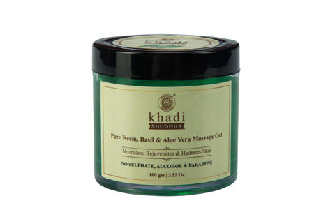 Buy Khadi Shuddha Pure Neem Basil & Aloevera Massage Gel - No Sulphate Alocohol & Paraben 100 gm-Purplle