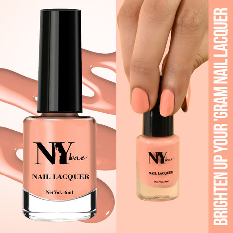 Buy NY Bae Brighten Up Your 'Gram Nail Lacquer - Neon Peach 4 (6 ml) | Peach | Glossy Finish | High Colour Payoff | Chip Resistant | Long lasting | One Swipe Application | Cruelty Free-Purplle