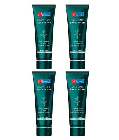 Buy Dr Batra’s Daily Care Face Wash. Eliminates Dirt. Moisturizes Skin. Protects Against Impurities. Contains Echinacea Extracts, Tea Tree Oil, Vitamin B3, Vitamin E. SLS, Paraben Free. For Men, Women. 100 g. (Pack of 4)-Purplle