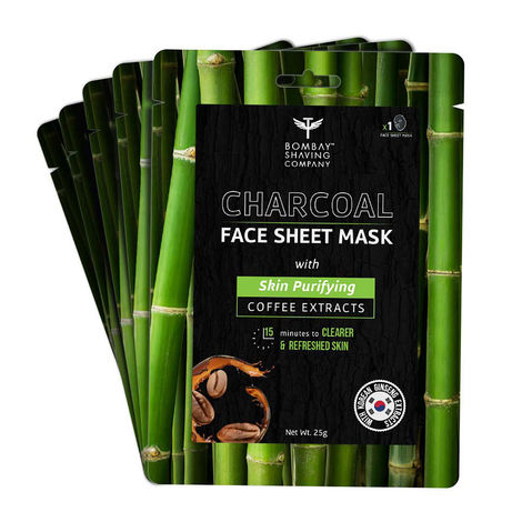 Buy Bombay Shaving Company Charcoal Face Sheet Mask (Pack of 5) For Easy At-Home Skin Restoration-Purplle