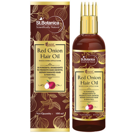 Buy Oriental Botanics Red Onion Hair Oil with Comb Applicator 100ml - With 30 Oils & Extracts for Stronger Growth and to Control Hair Fall-Purplle