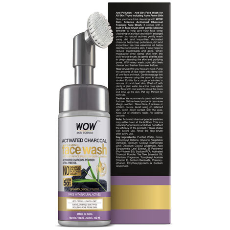 Buy WOW Skin Science Activated Charcoal Foaming Face Wash With Built-In Face Brush (150 ml)-Purplle