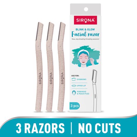 Buy Sirona Blink and Glow Face Razor for Women | Facial & Upper Lips Hair Removal, Eyebrow Shaper & Dermaplaning Tool - 3 Pieces-Purplle