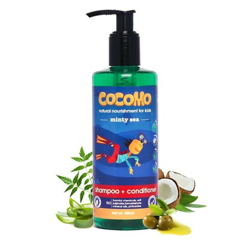 Buy Cocomo Natural Neem & Tea Tree Oil Kids Shampoo & Conditioner, Minty Fragrance, Reduces Hair Fall & Dandruff | Minty Sea 300 ml (Age: 4+)-Purplle