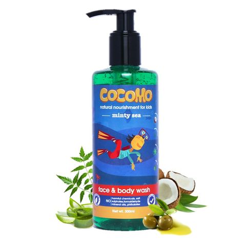 Buy Cocomo Natural Olive & Coconut Oil Kids Face & Body Wash, Minty Fragrance, Soft & Healthy Skin | Minty Sea 300 ml (Age: 4+)-Purplle