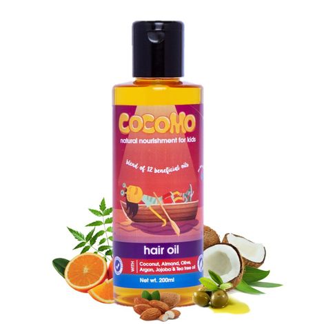 Buy Cocomo Natural, Mineral Oil Free, Coconut, Olive & Almond Hair Oil for Kids - 200ml (Age: 4 yrs and Above)-Purplle