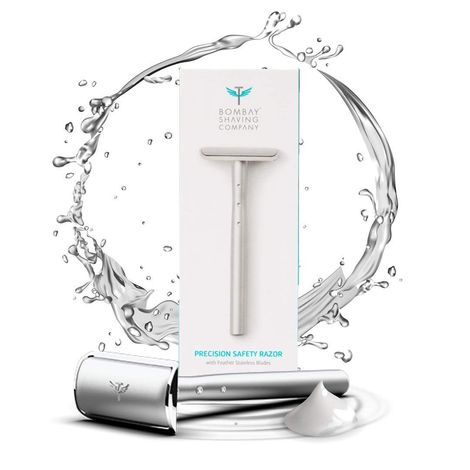 Buy Bombay Shaving Company Silver Metal Precision Safety Razor | 5 Feather Blades Free | Stainless Steel 400 gm-Purplle