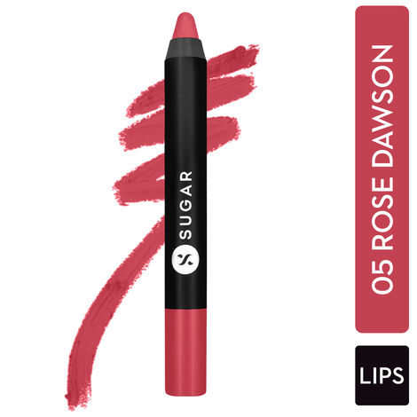 Buy SUGAR Cosmetics - Matte As Hell - Crayon Lipstick - 05 Rose Dawson (Rose Pink) - 2.8 gms - With Free Sharpner-Purplle