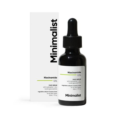 Buy Minimalist 10% Niacinamide face Serum with Matmarine + Zinc + Acetyl Glucosamine Regulates Sebum & Evens Tone, for all skin Types, 30 ml-Purplle