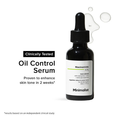 Buy Minimalist 10% Niacinamide face Serum with Matmarine + Zinc + Acetyl Glucosamine Regulates Sebum & Evens Tone, for all skin Types, 30 ml-Purplle