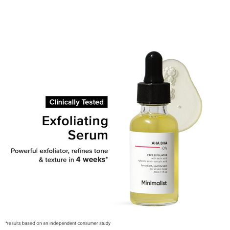 Buy Minimalist AHA BHA 10% Face Exfoliator With lactic acid + glycolic acid + salicylic acid for Radiant. Youthful skin ( 30 ml)-Purplle
